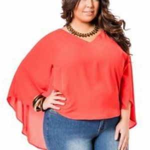 Ashley Stewart V-neck Cape Blouse Size 22/24
